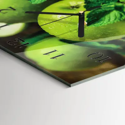 Quadratische wanduhr modern Grüne Äpfel