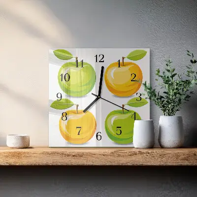 Quadratische wanduhr Äpfel