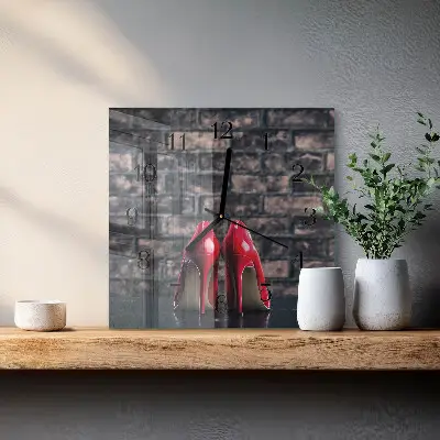 Wanduhr mit motiv quadratisch Rote High Heels