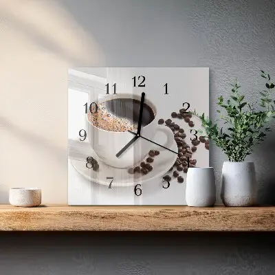 Quadratische wanduhr Eine Tasse Kaffee