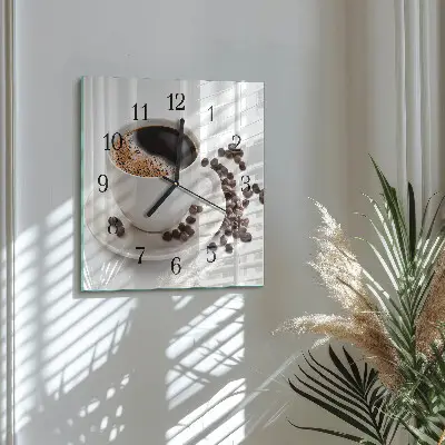 Quadratische wanduhr Eine Tasse Kaffee