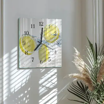 Moderne wanduhr quadratisch Zitronen