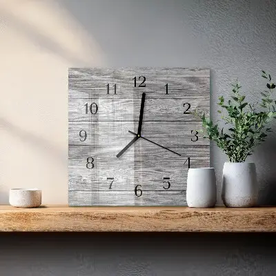 Quadratische wanduhr modern Graues Holz