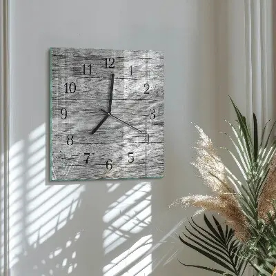 Quadratische wanduhr modern Graues Holz