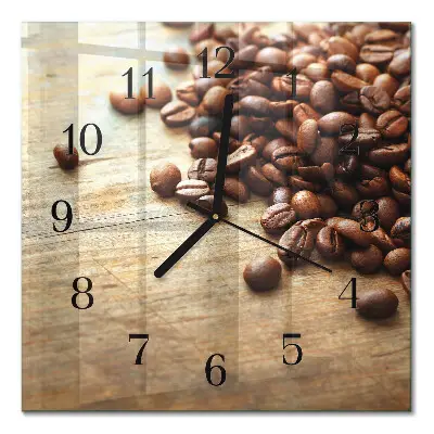 Quadratische wanduhr Kaffeebohnen