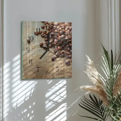 Quadratische wanduhr Kaffeebohnen