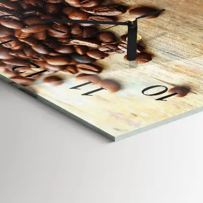 Quadratische wanduhr Kaffeebohnen
