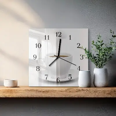 Quadratische wanduhr Eine Tasse Kaffee