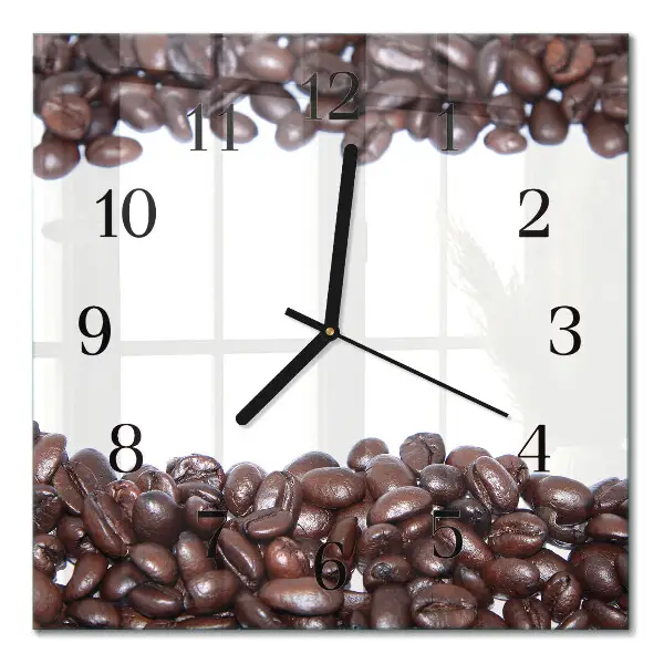 Glasuhr quadratisch Kaffeebohnen