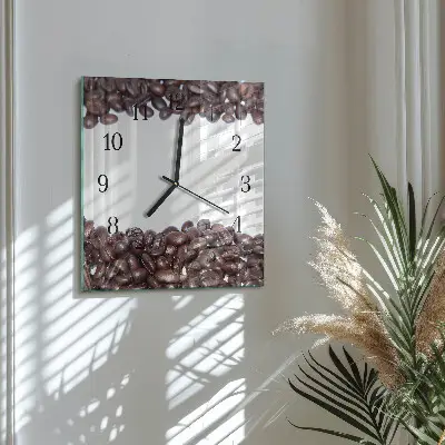 Glasuhr quadratisch Kaffeebohnen