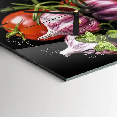 Quadratische wanduhr Tomaten-Knoblauch