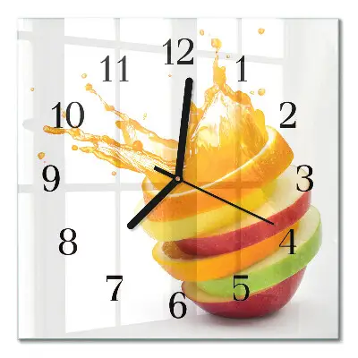 Quadratische wanduhr modern Obst
