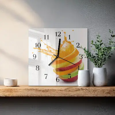 Quadratische wanduhr modern Obst