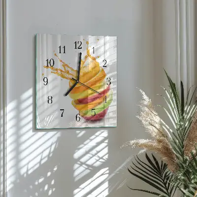 Quadratische wanduhr modern Obst