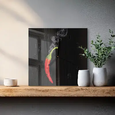 Moderne wanduhr quadratisch Chili-Pfeffer