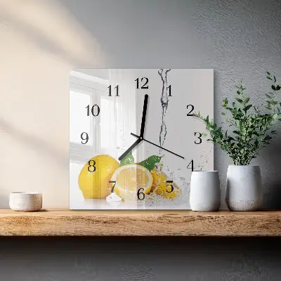 Wanduhr mit motiv quadratisch Zitronen