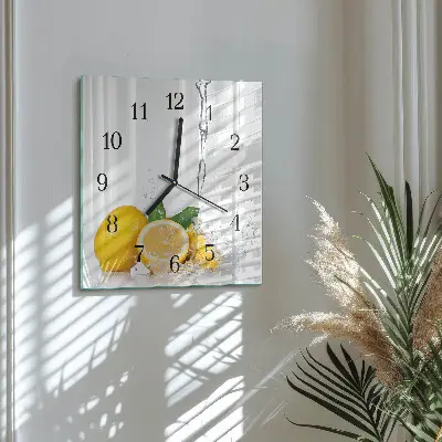Wanduhr mit motiv quadratisch Zitronen