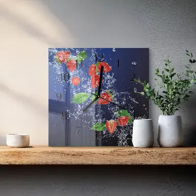Glasuhr quadratisch Erdbeeren