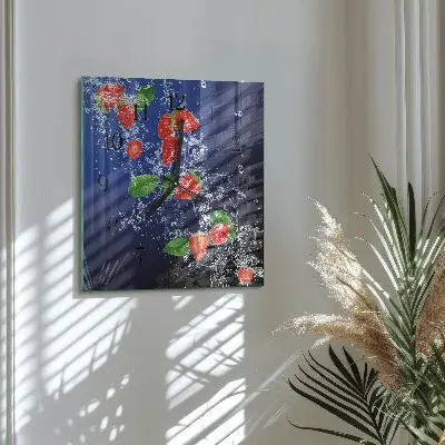 Glasuhr quadratisch Erdbeeren