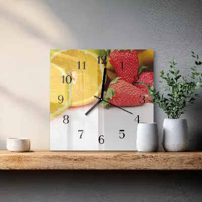 Quadratische wanduhr Obst