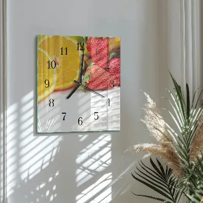 Quadratische wanduhr Obst