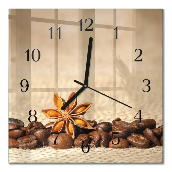 Quadratische wanduhr Kaffeebohnen
