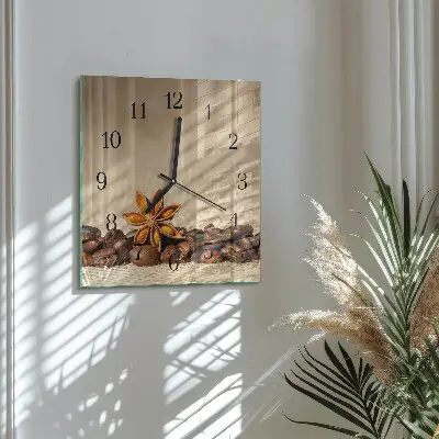 Quadratische wanduhr Kaffeebohnen