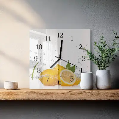 Moderne wanduhr quadratisch Zitronen