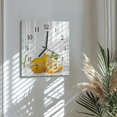 Moderne wanduhr quadratisch Zitronen
