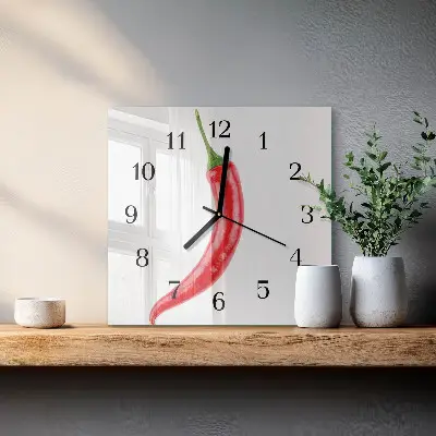 Glasuhr quadratisch Chili-Pfeffer