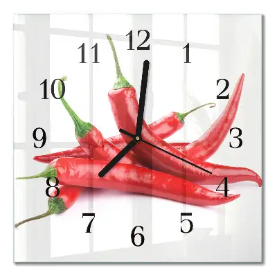 Moderne wanduhr quadratisch Chilischoten