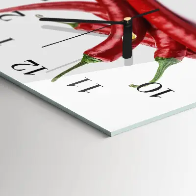 Moderne wanduhr quadratisch Chilischoten