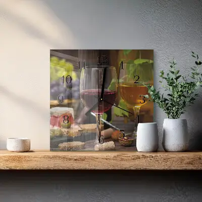 Wanduhr mit motiv quadratisch Ein Glas Wein