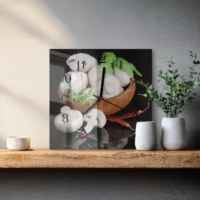 Quadratische wanduhr Pilze