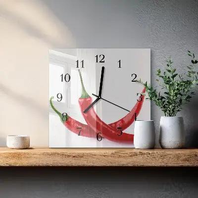 Wanduhr mit motiv quadratisch Chilischoten