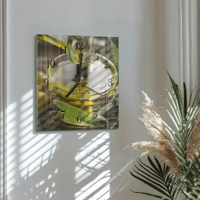 Quadratische wanduhr Olivenöl