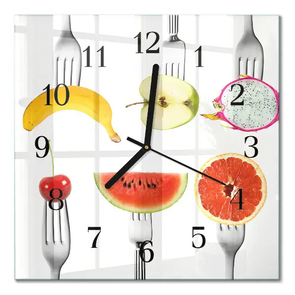 Quadratische wanduhr modern Obst