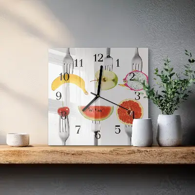 Quadratische wanduhr modern Obst
