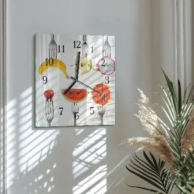 Quadratische wanduhr modern Obst