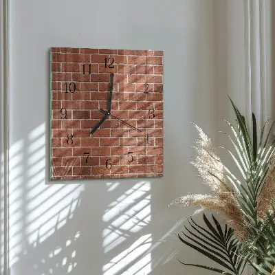 Glasuhr quadratisch Ziegelmauer