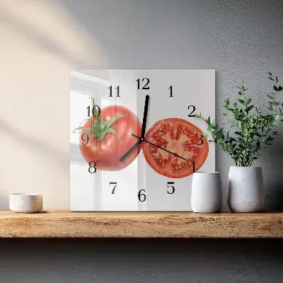 Quadratische wanduhr Tomaten