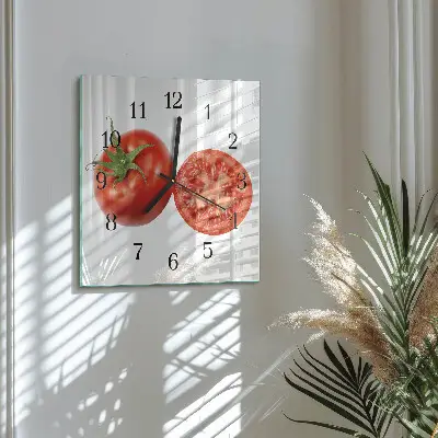 Quadratische wanduhr Tomaten