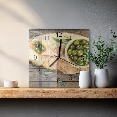 Moderne wanduhr quadratisch Olivenholz