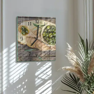 Moderne wanduhr quadratisch Olivenholz
