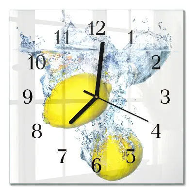 Quadratische wanduhr Zitronen in Wasser