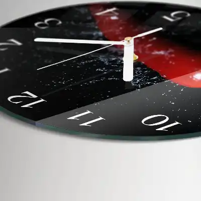 Wanduhr glas rund Chilischoten