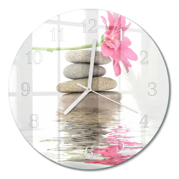 Runde wanduhr aus glas Steine