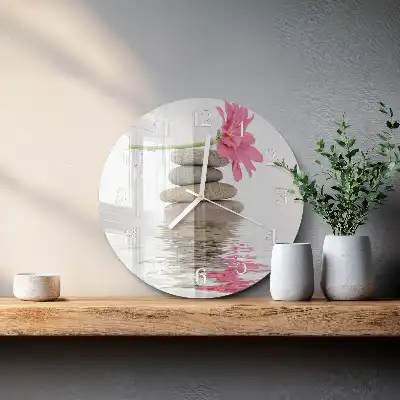 Runde wanduhr aus glas Steine