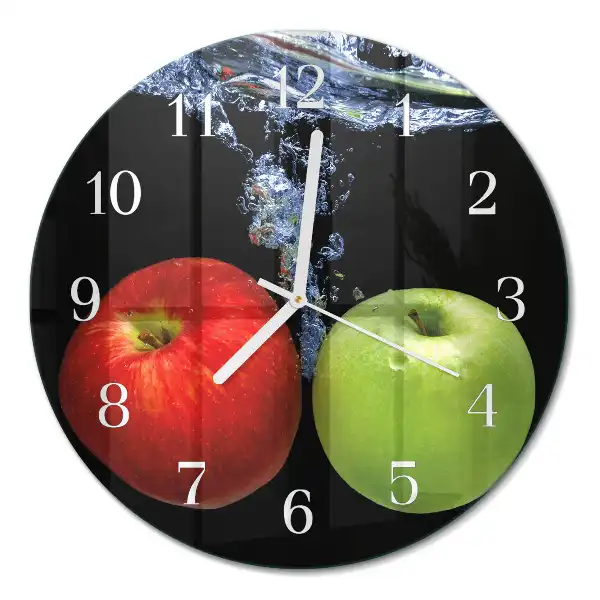 Runde wanduhr aus glas Äpfel