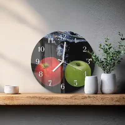 Runde wanduhr aus glas Äpfel